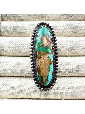 Vintage Native American Royston Turquoise Sterling Silver Large Ring Size 6